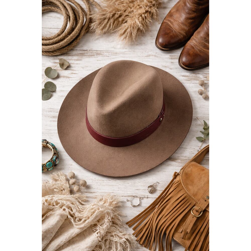 Rag & Bone Brown Wool Fedora Wide Brim Ranch Western Hat M 6.5